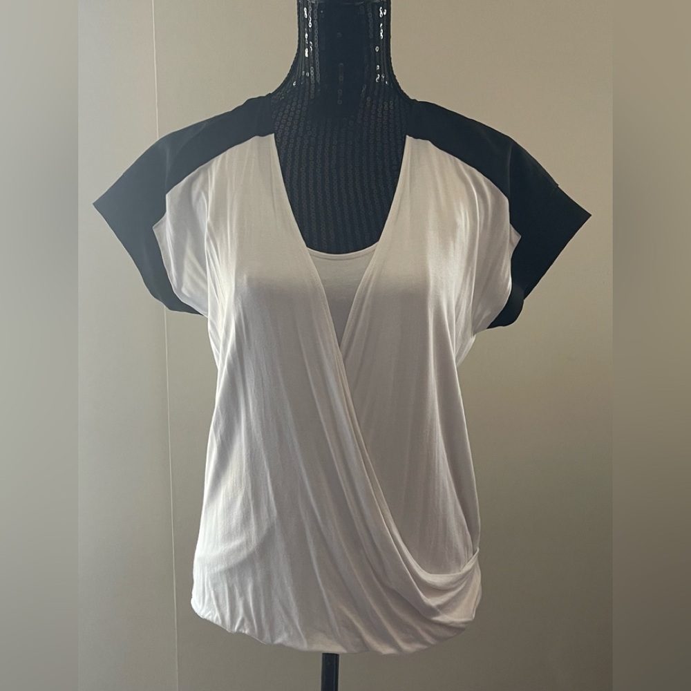 Calvin Klein Black & White Crossover Top Size Small